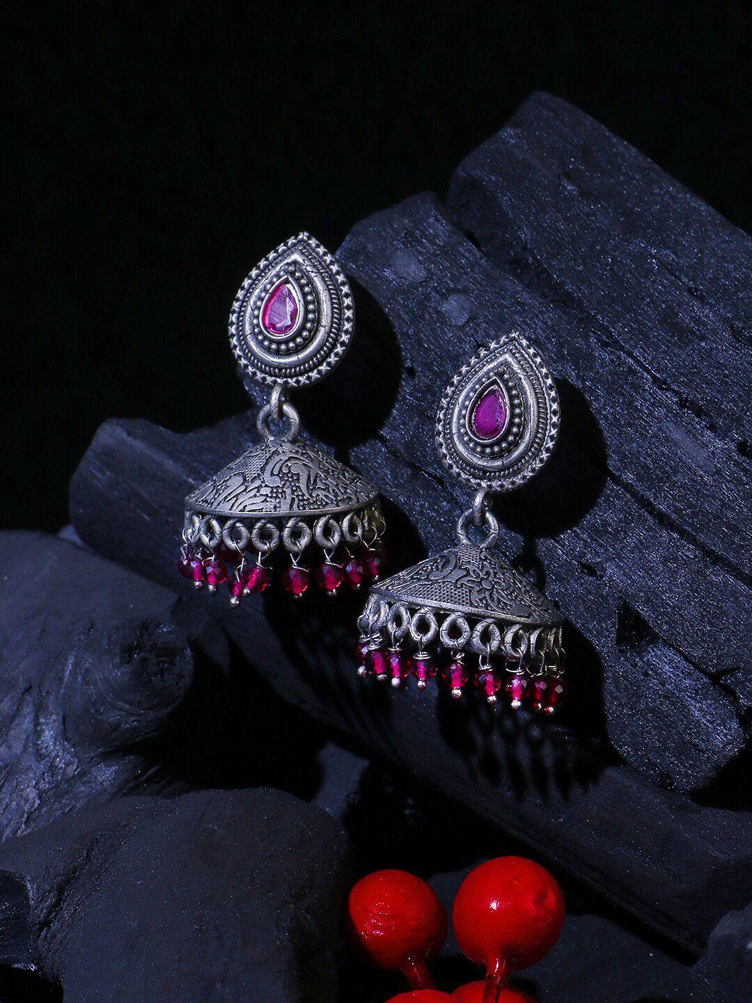 adwitiya collection silver-plated classic jhumkas earrings