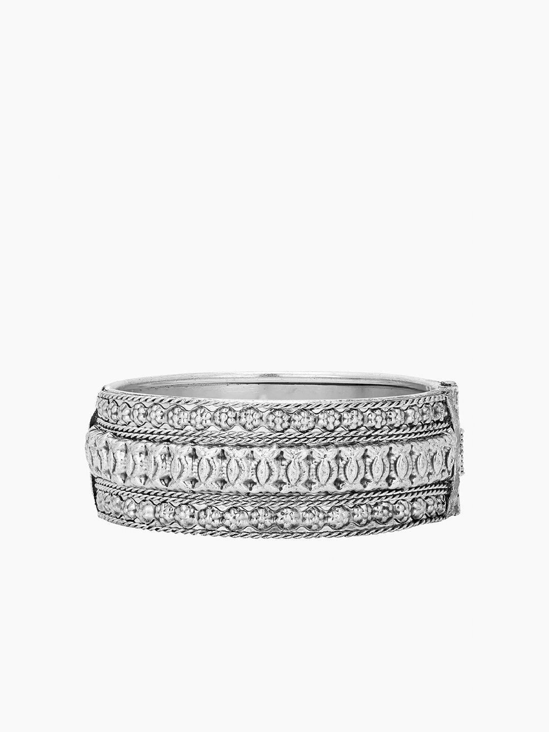 adwitiya collection silver-plated oxidised cuff bracelet