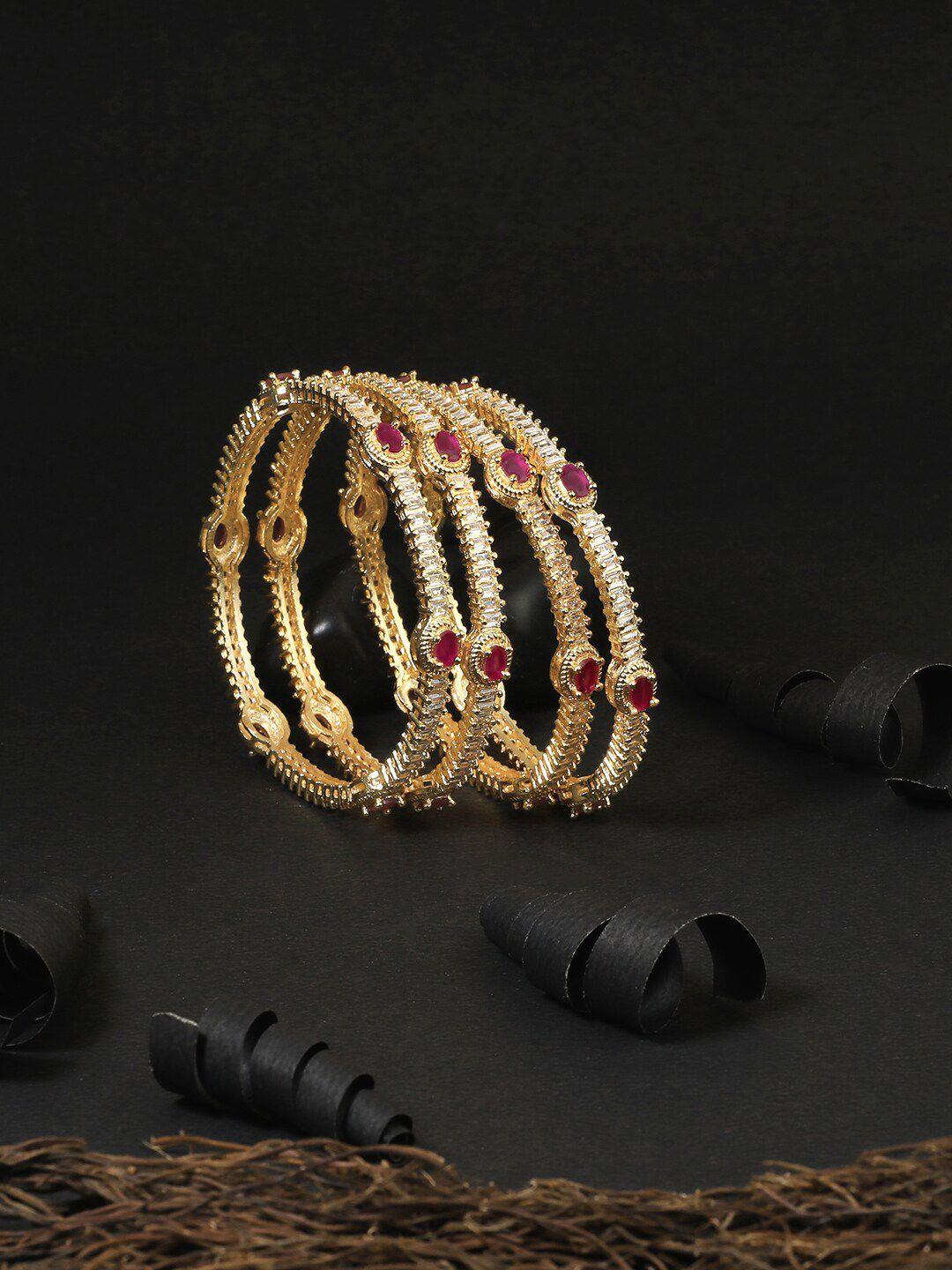adwitiya collection woman set of 4 gold-plated white stone-studded bangles