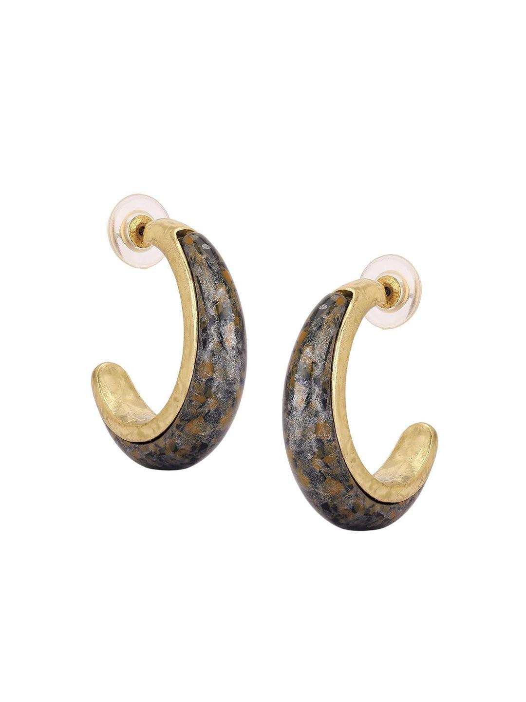 adwitiya collection women gold-plated & brown classic half hoop earrings