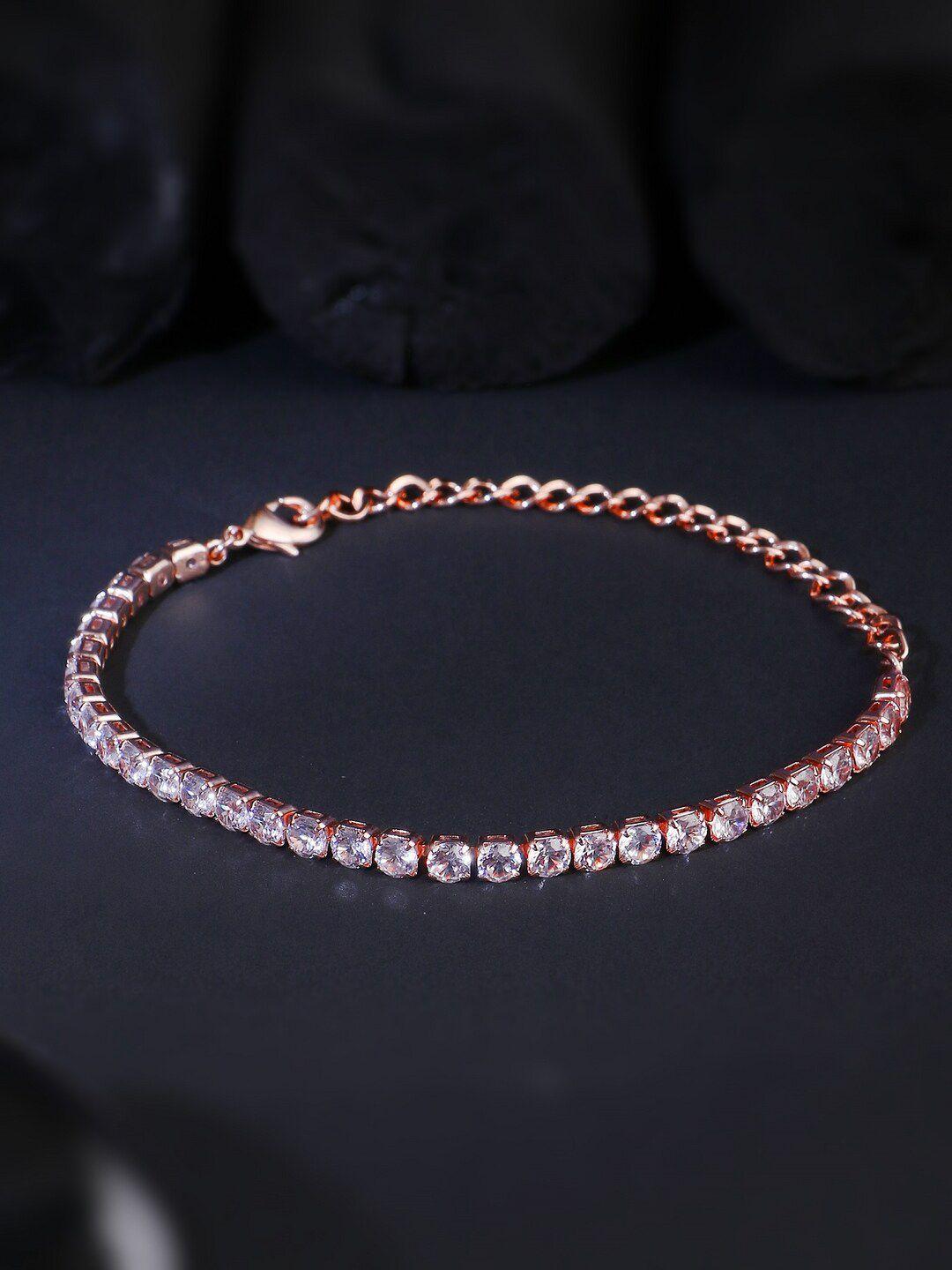 adwitiya collection women rose gold-plated link bracelet