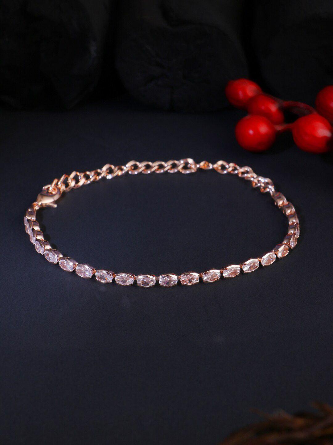 adwitiya collection women rose gold-plated link bracelet