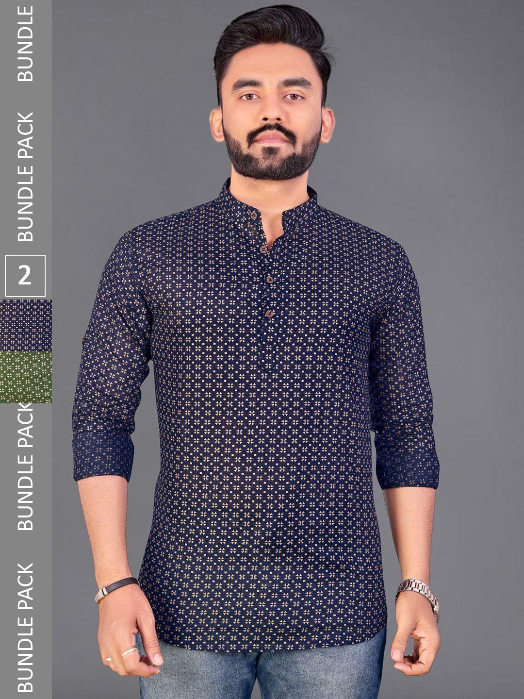 adwyn peter men multicoloured geometric printed thread work floral handloom kurta