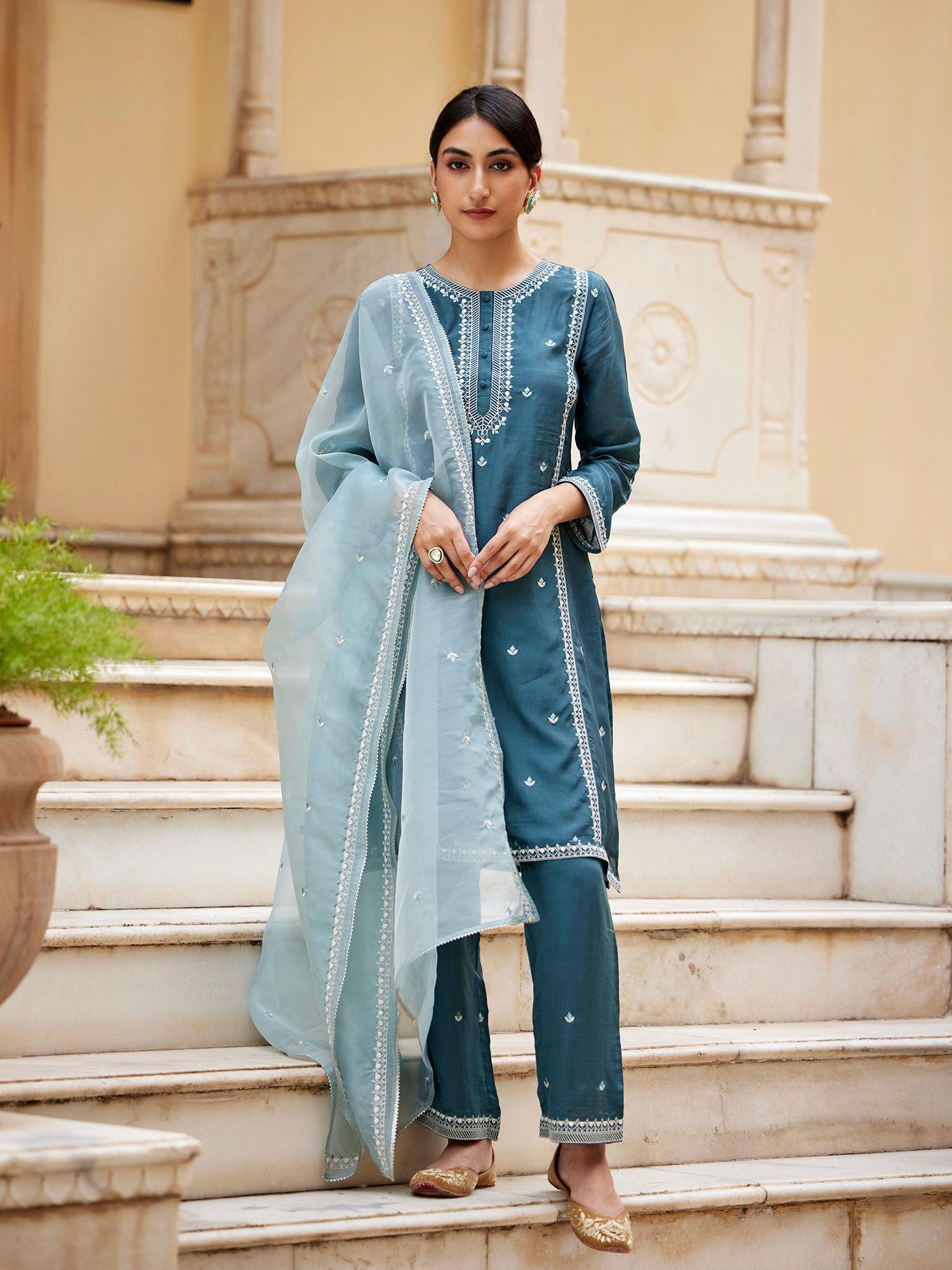 adya kurta with pant & dupatta (set of 3)