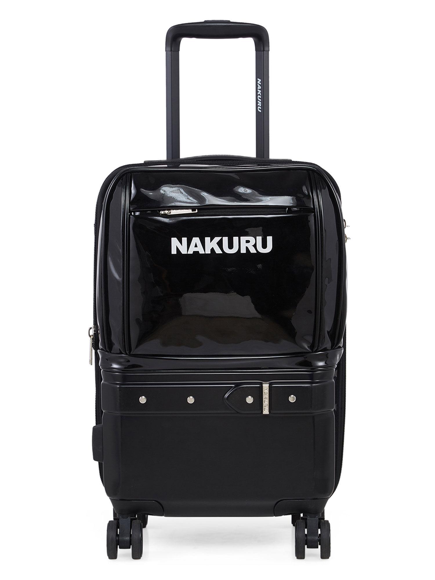 ae-2172 black color pu material hard & soft 20" cabin trolley - 1753135011800