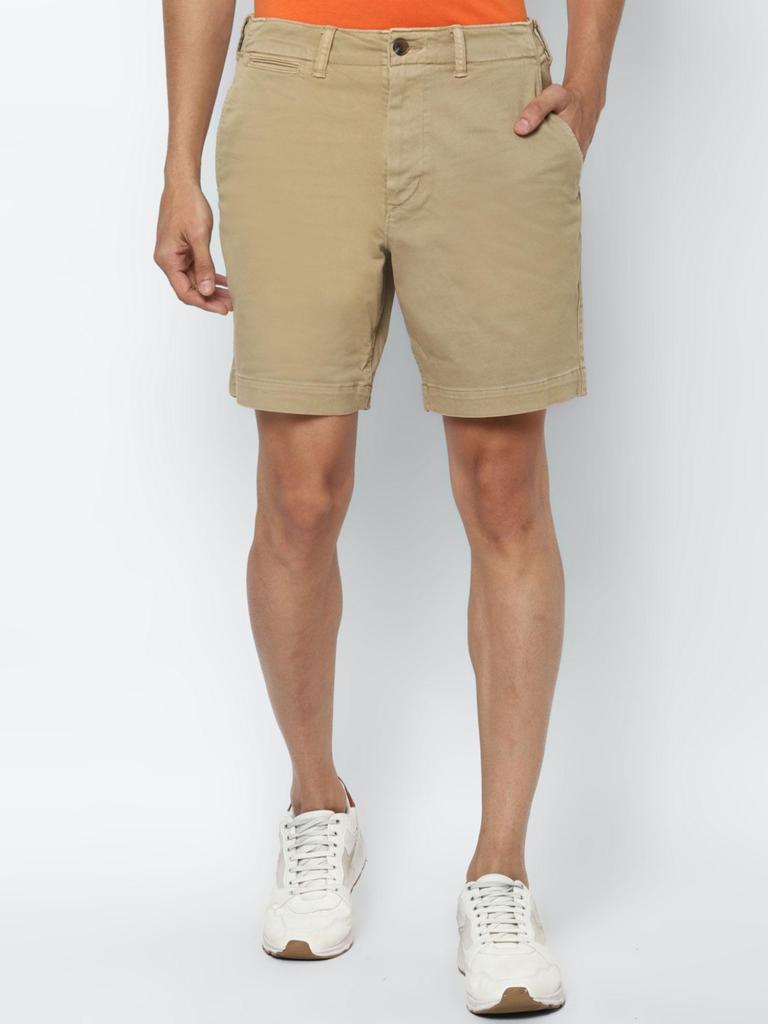 ae khaki solid shorts