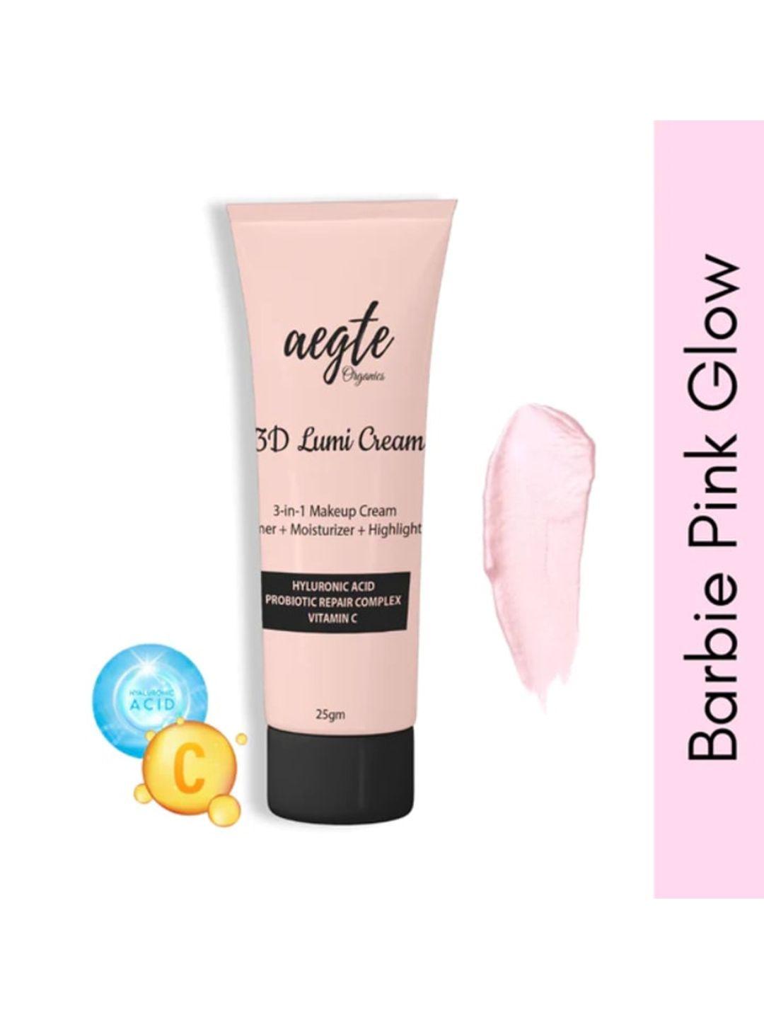 aegte 3d lumi strobe 3-in-1 makeup cream + primer + highlighter 25g - barbie pink glow