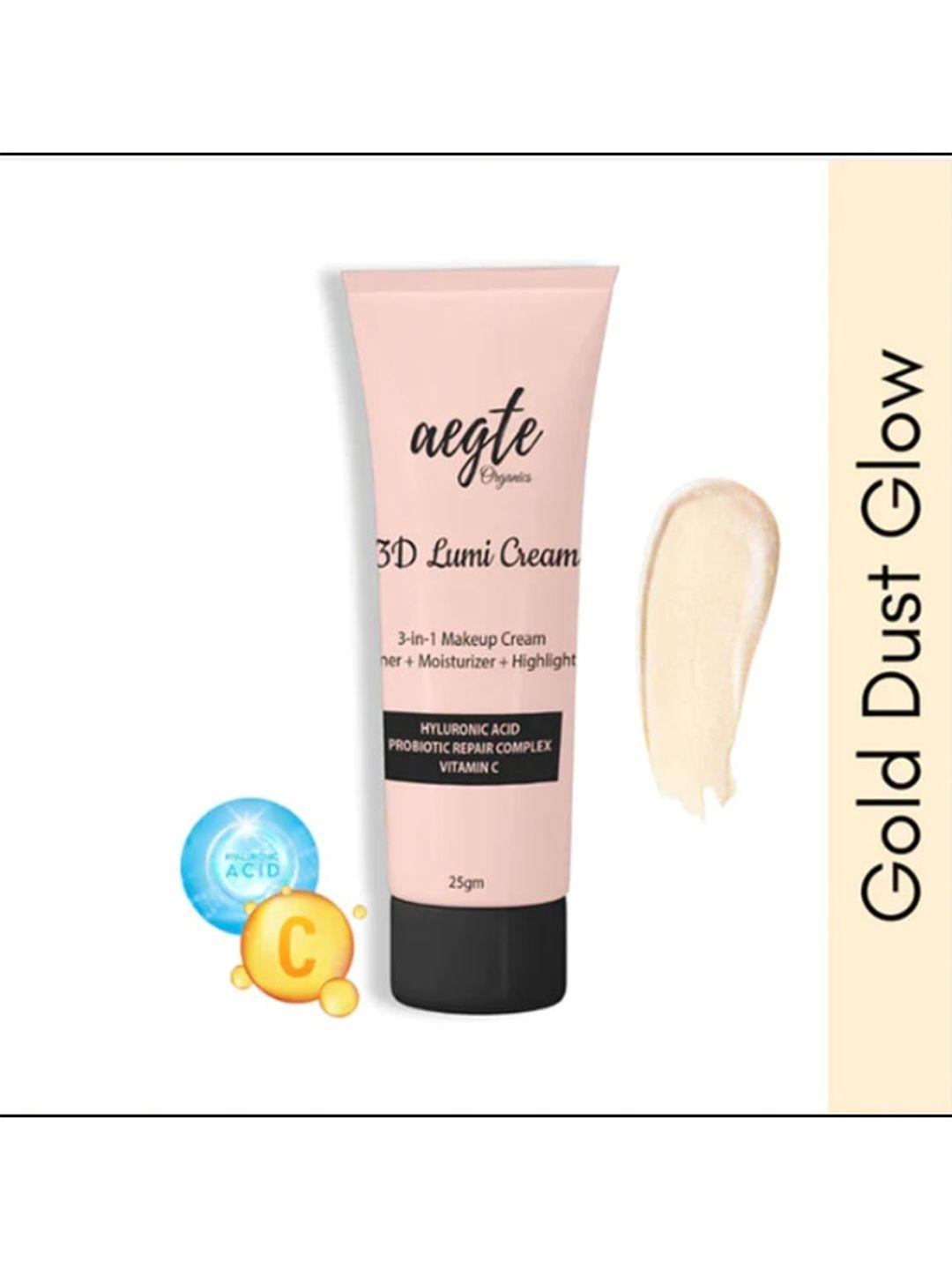 aegte 3d lumi strobe 3-in-1 makeup cream + primer + highlighter 25g - gold dust glow