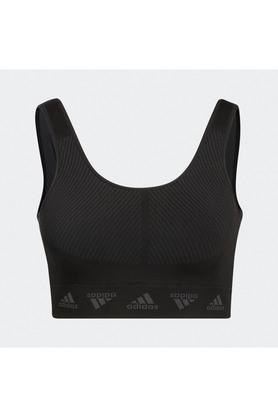 aeroknit b printed polyester u neck womens sports bra - black