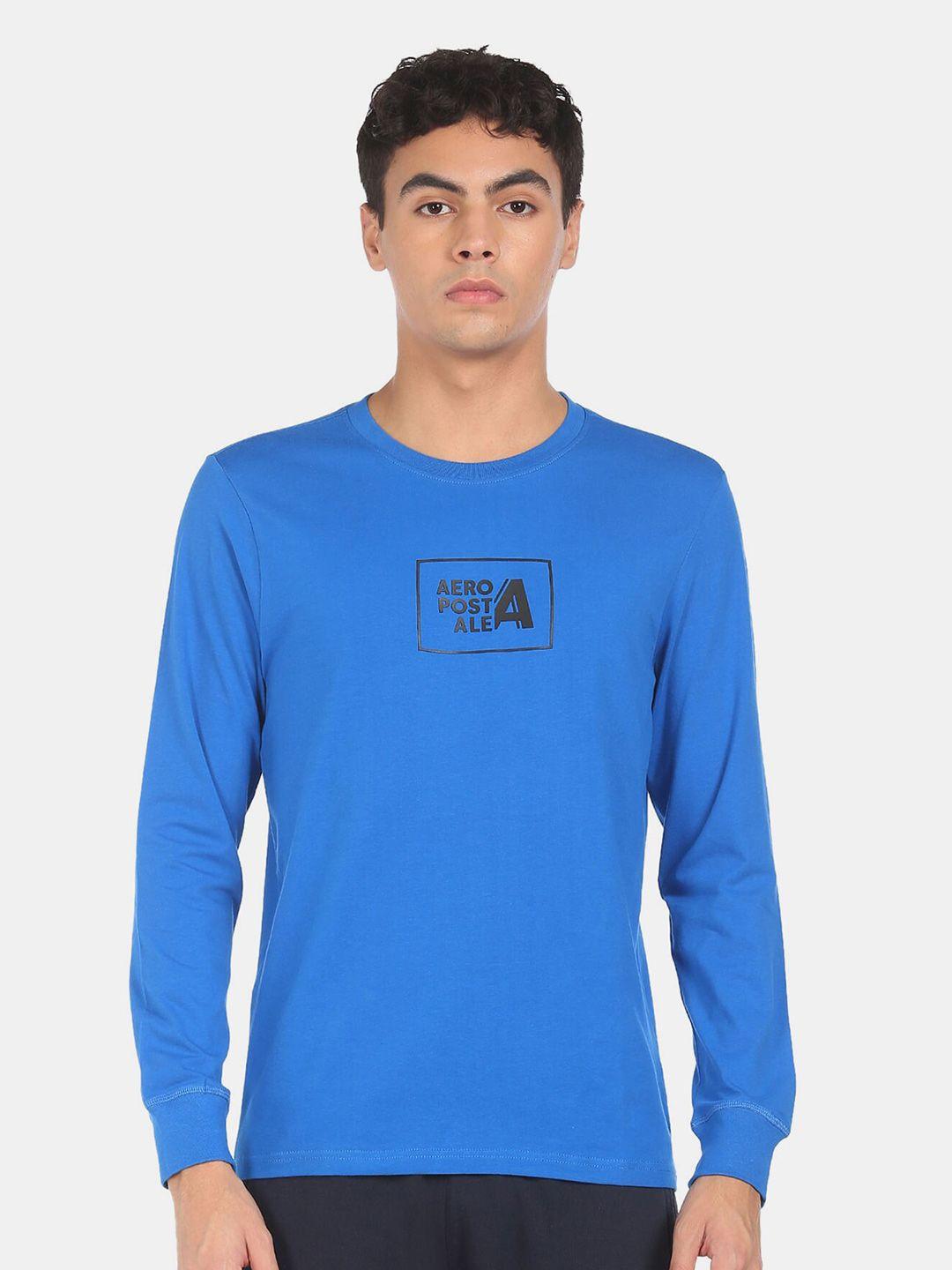 aeropostale men blue typography printed regular fit t-shirt