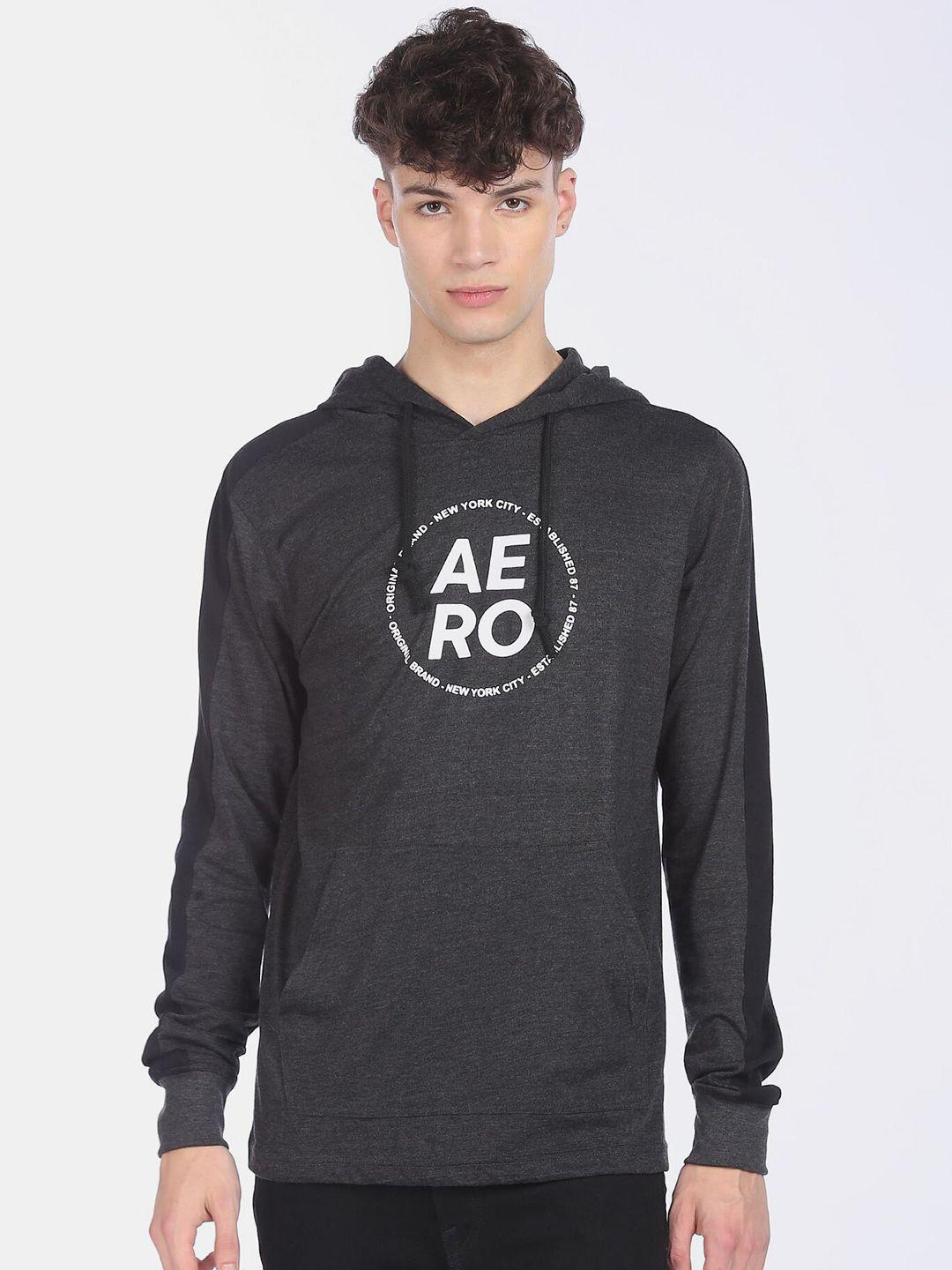 aeropostale men charcoal printed sweatshirt
