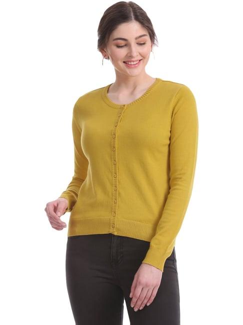 aeropostale mustard cotton cardigan