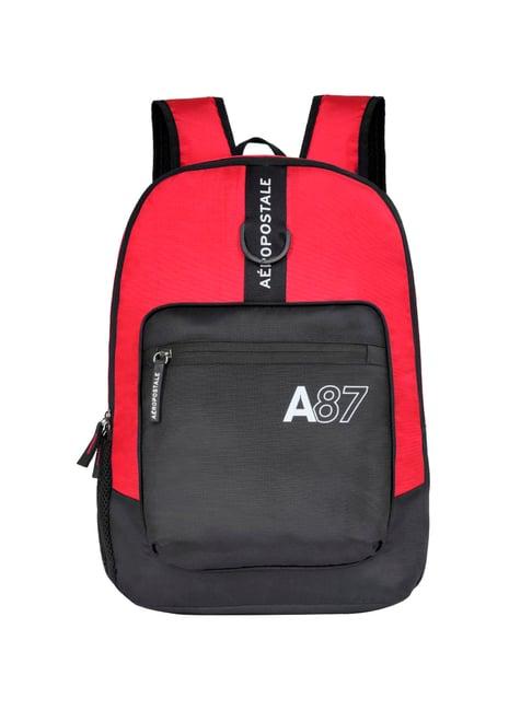 aeropostale cooper red & black polyester color block backpack - 16 ltrs