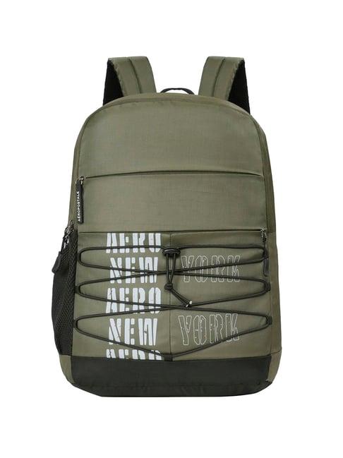 aeropostale coppell olive green polyester printed backpack - 19 ltrs