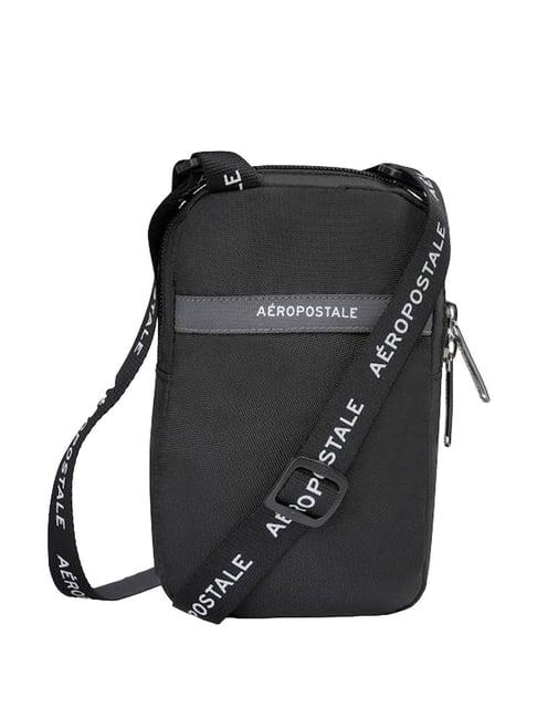 aeropostale foster black polyester solid cross body bag