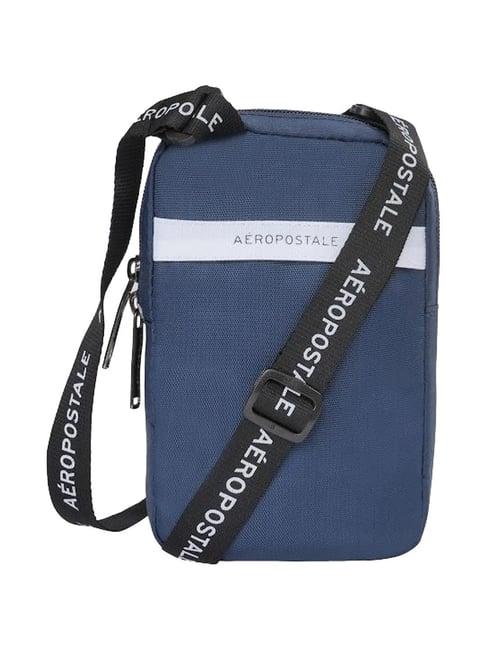 aeropostale foster navy polyester solid cross body bag