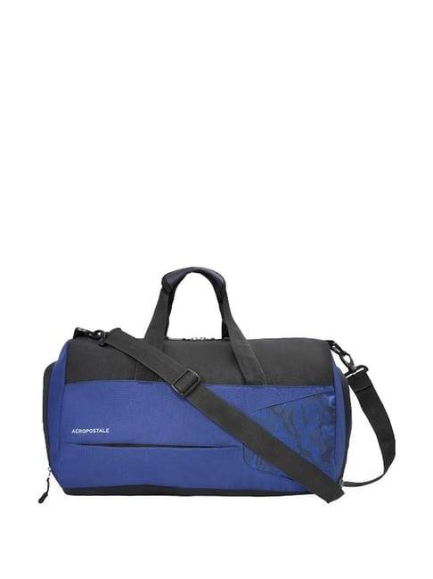 aeropostale granger blue & black polyester color block duffle bag