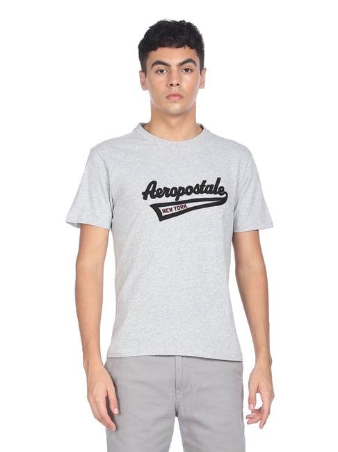 aeropostale grey cotton regular fit printed t-shirt