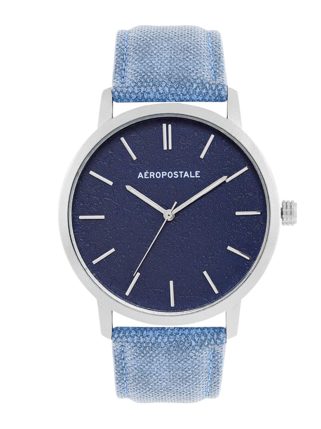 aeropostale men blue brass dial & blue straps analogue watch
