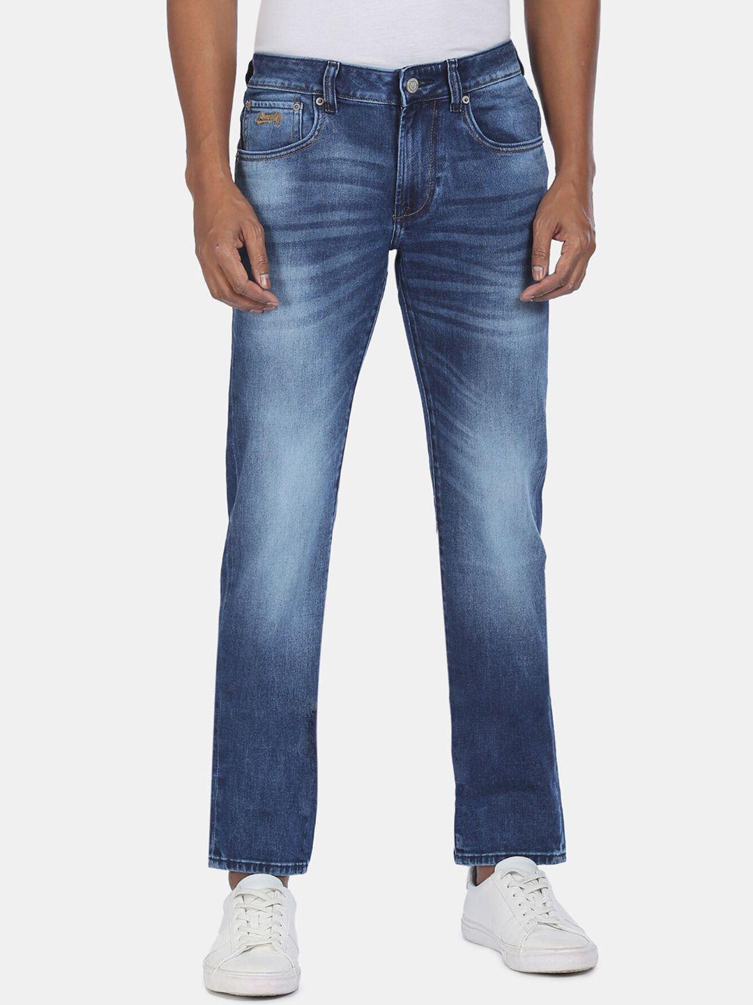 aeropostale men blue slim fit heavy fade cropped jeans