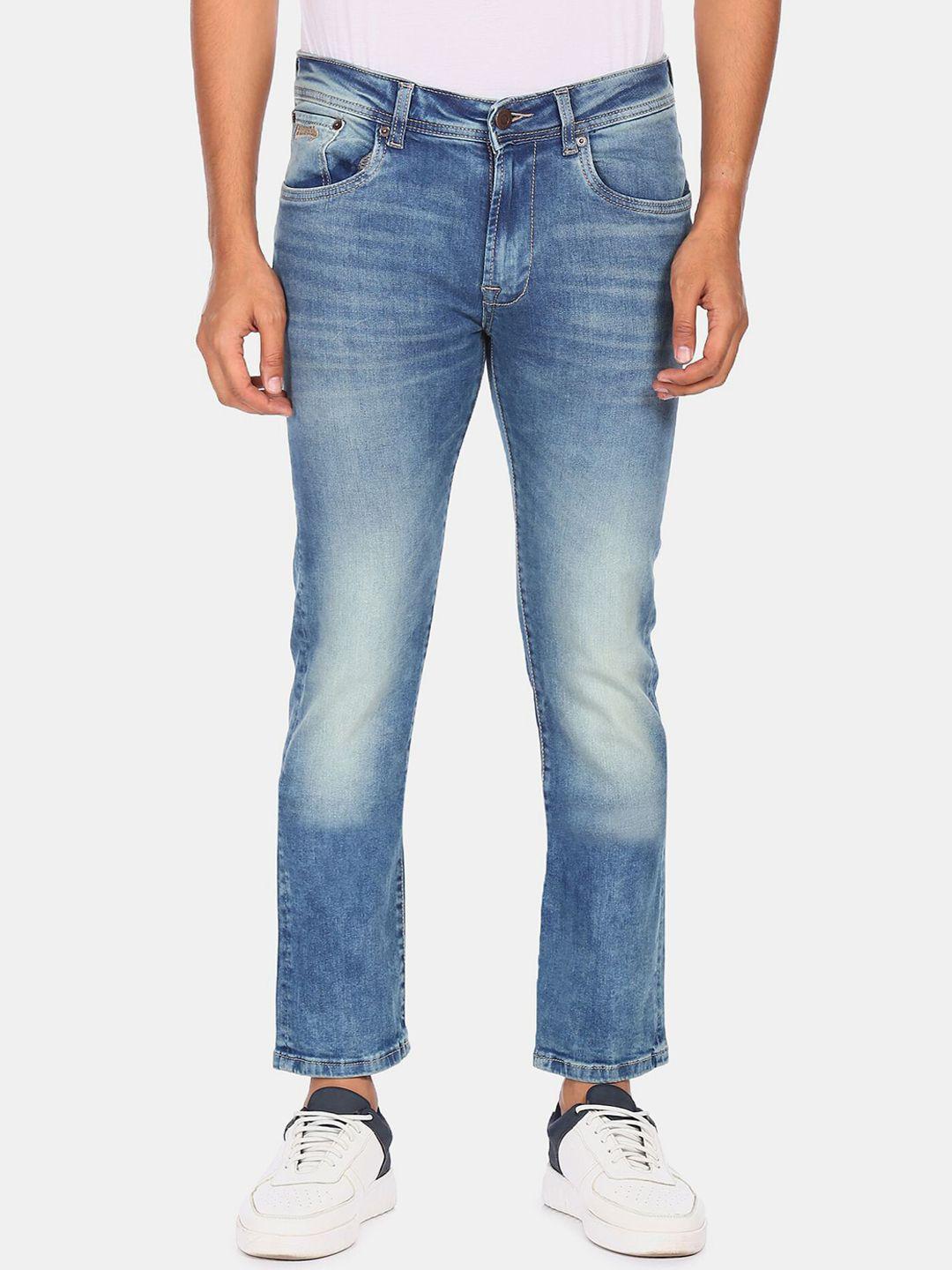 aeropostale men blue tapered fit heavy fade jeans