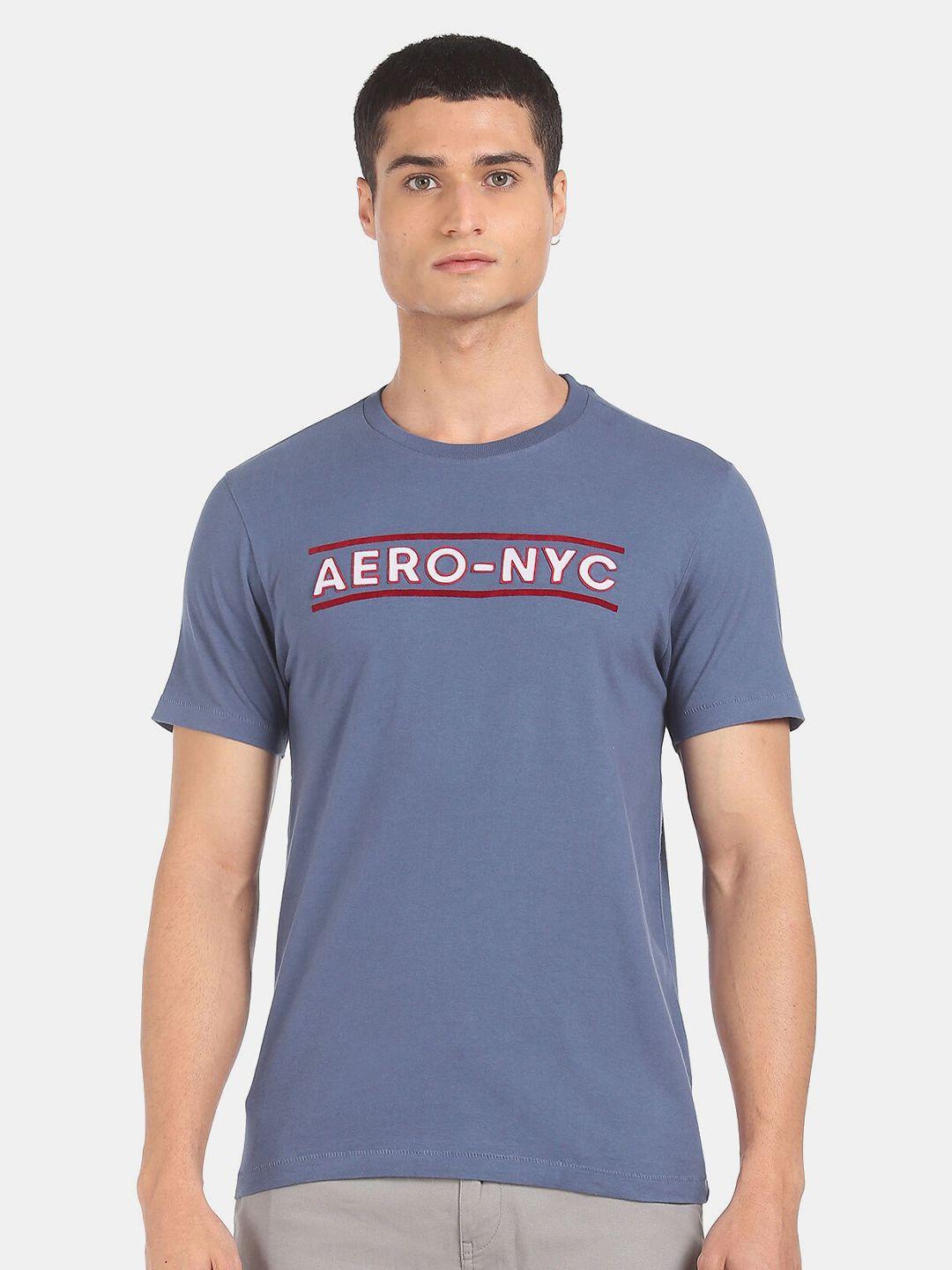 aeropostale men blue typography cotton t-shirt