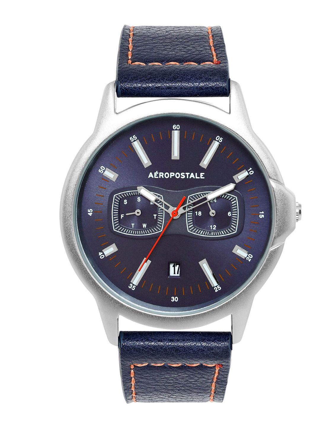 aeropostale men brass dial & blue wrap around straps analogue watch aero_aw_a8-3_blu