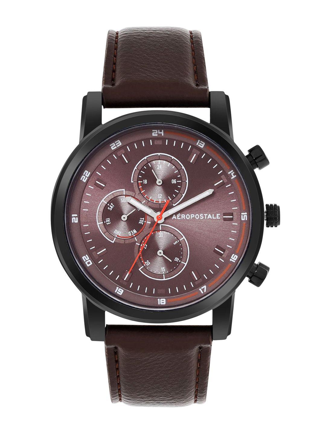 aeropostale men brown printed dial & brown straps analogue watch aero_aw_a9-3_cprbrw