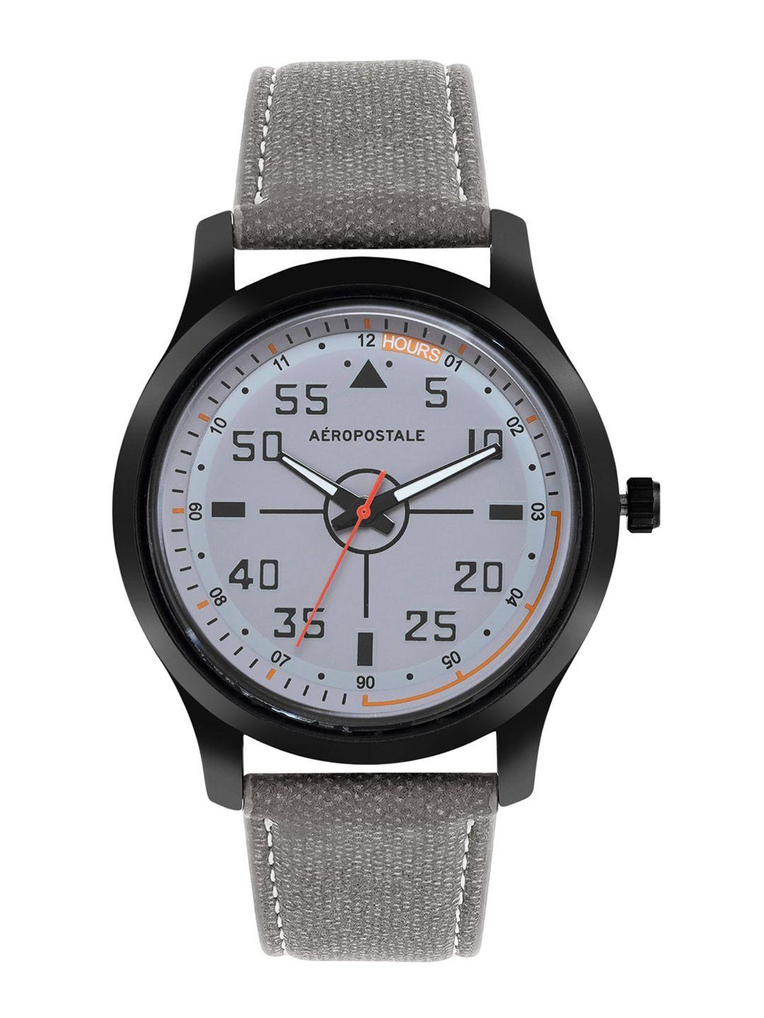 aeropostale men grey brass printed dial & grey straps analogue watch aero_aw_a3-2_gry