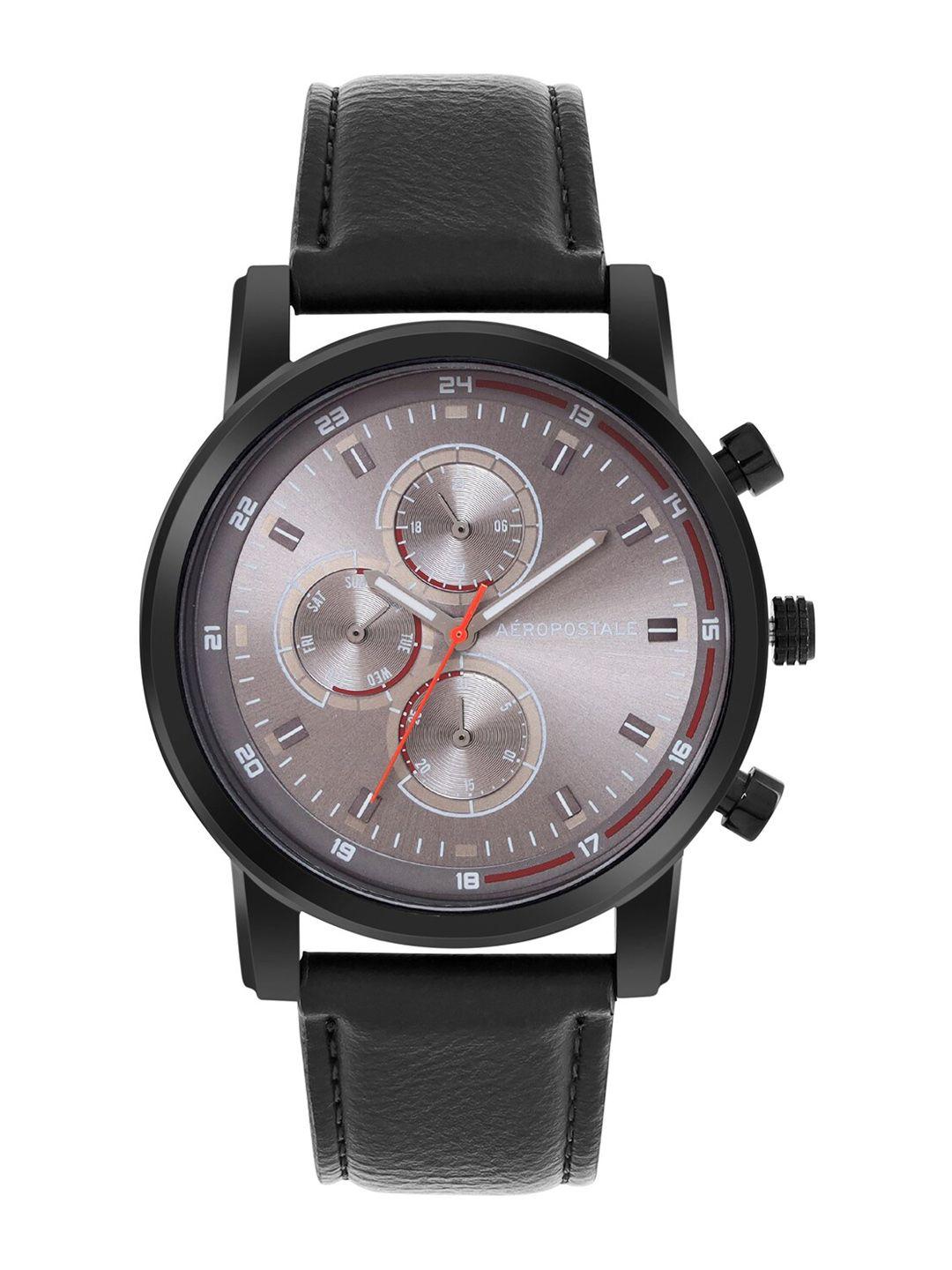 aeropostale men grey patterned dial & black straps analogue watch aero_aw_a9-2_slv