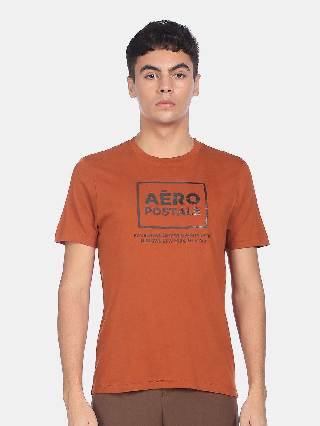 aeropostale men red typography printed cotton t-shirt
