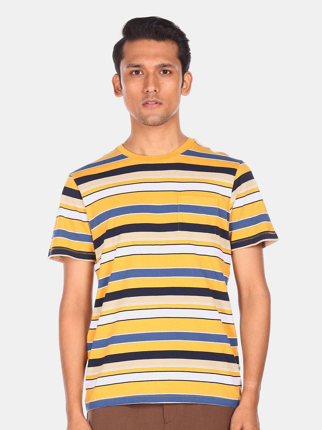 aeropostale men yellow striped t-shirt