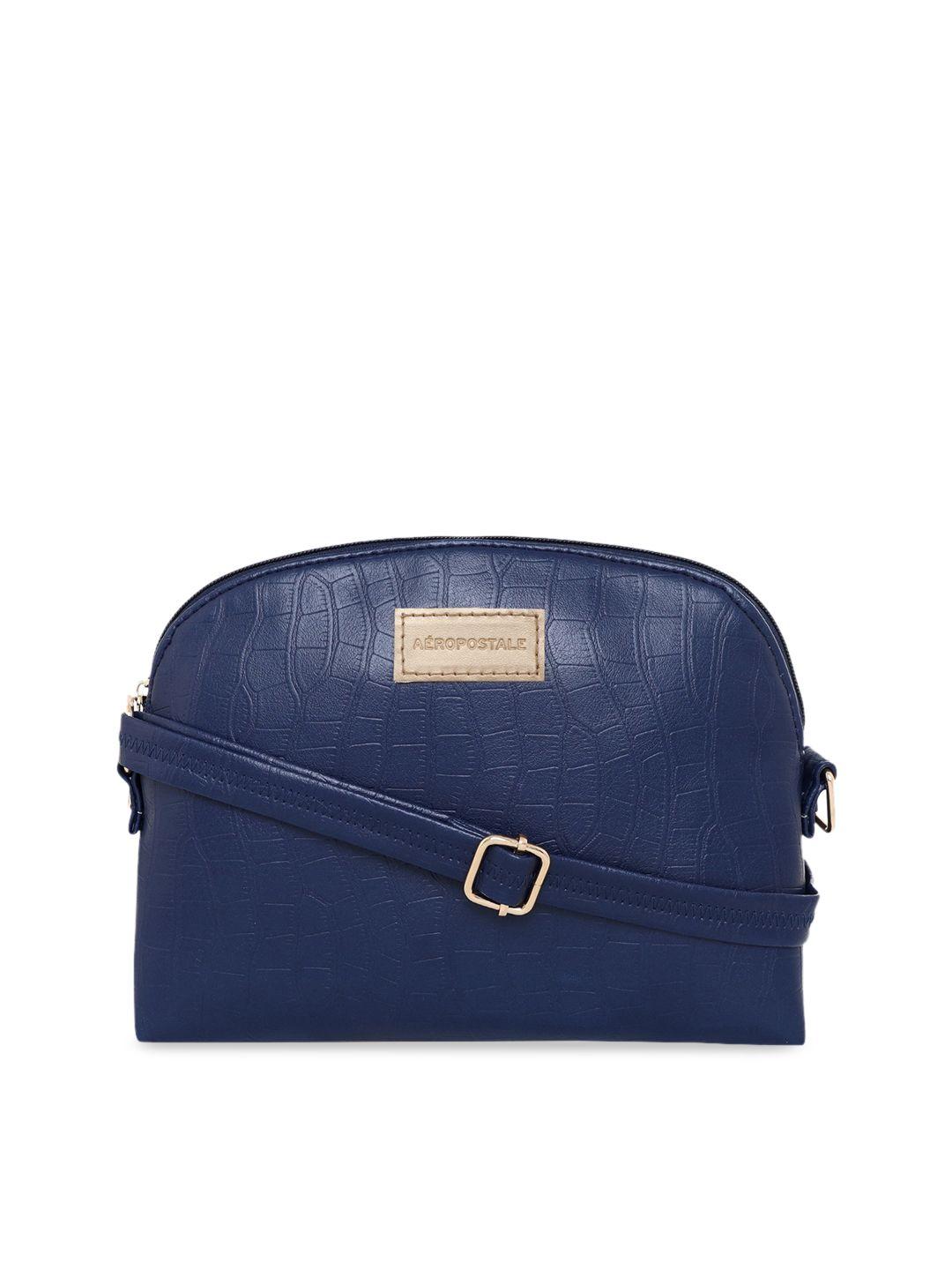 aeropostale navy blue textured pu structured sling bag