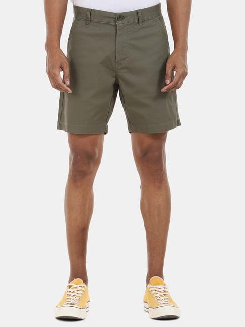 aeropostale olive green cotton regular fit shorts