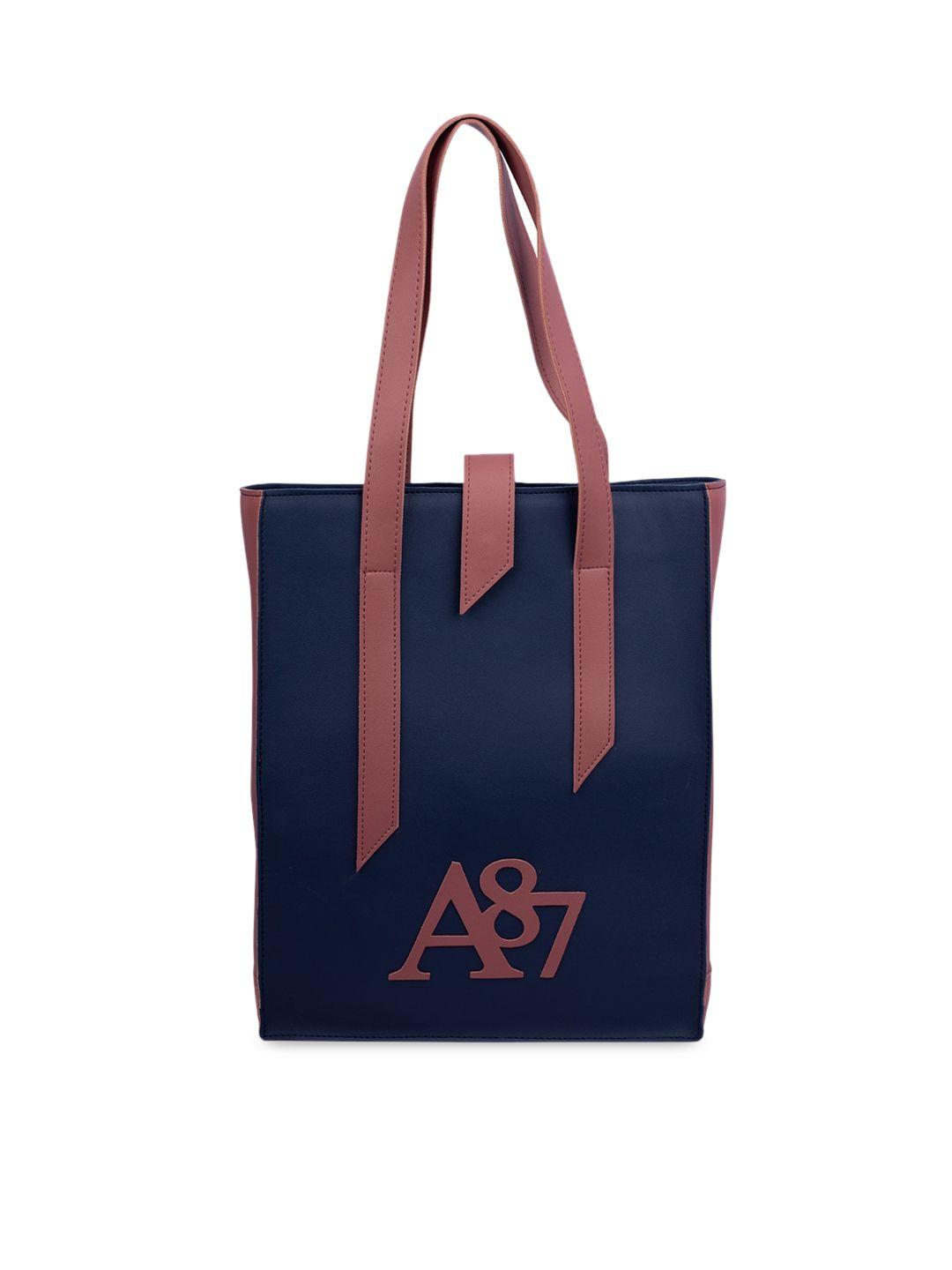 aeropostale pink & blue pu colourblocked structured tote bag