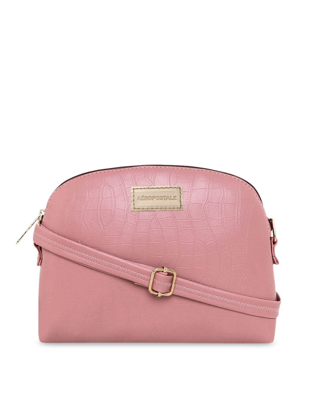 aeropostale pink textured pu structured sling bag with quilted