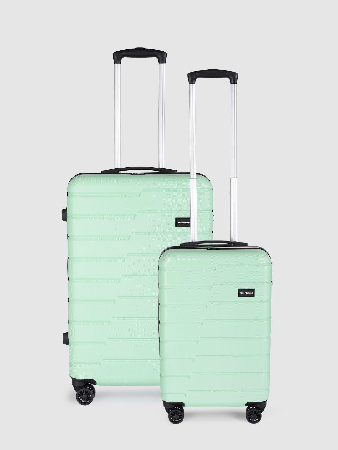 aeropostale set of 2 textured hard-sided trolley suitcase - cabin & medium