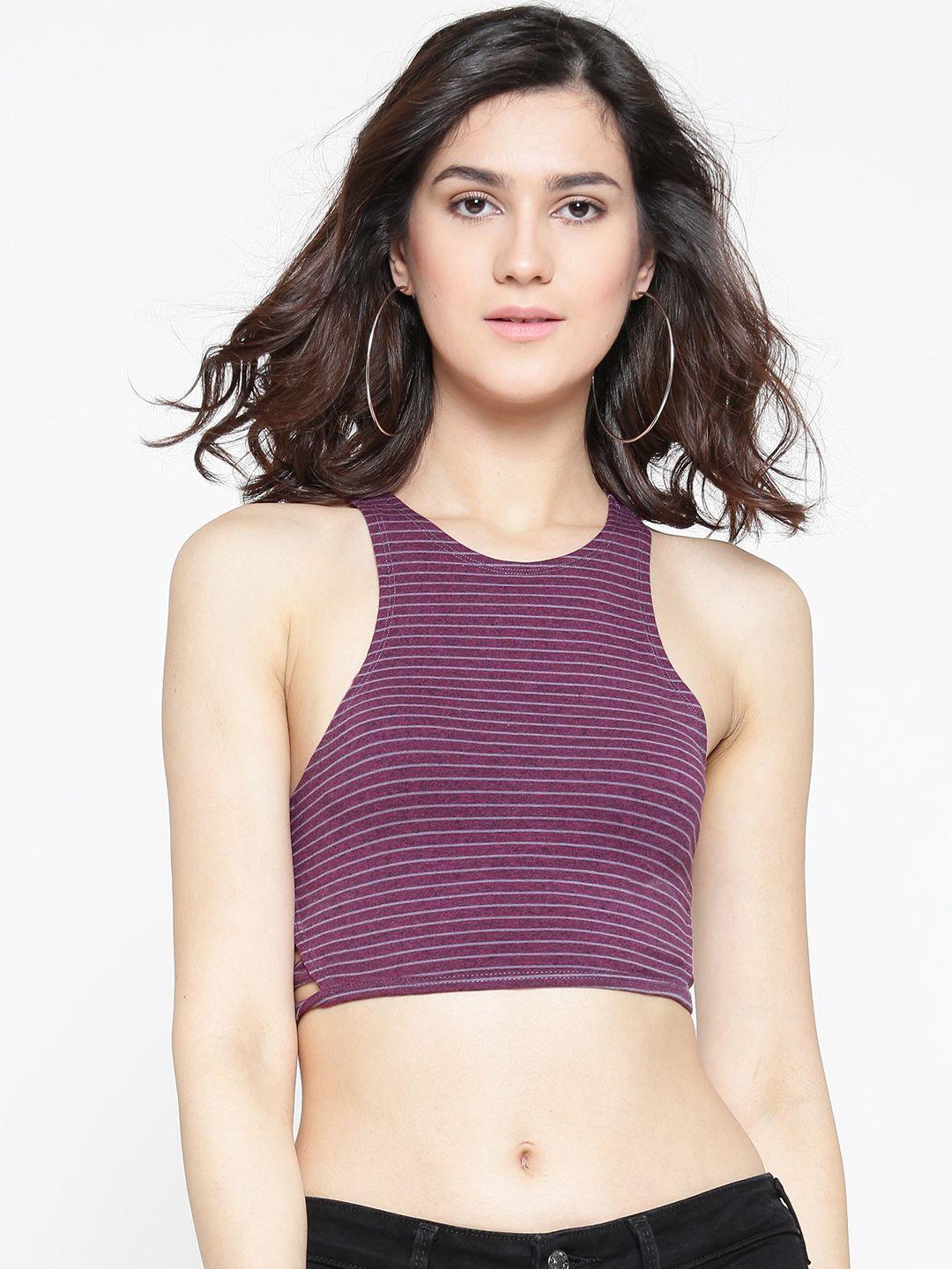 aeropostale women purple striped fitted top