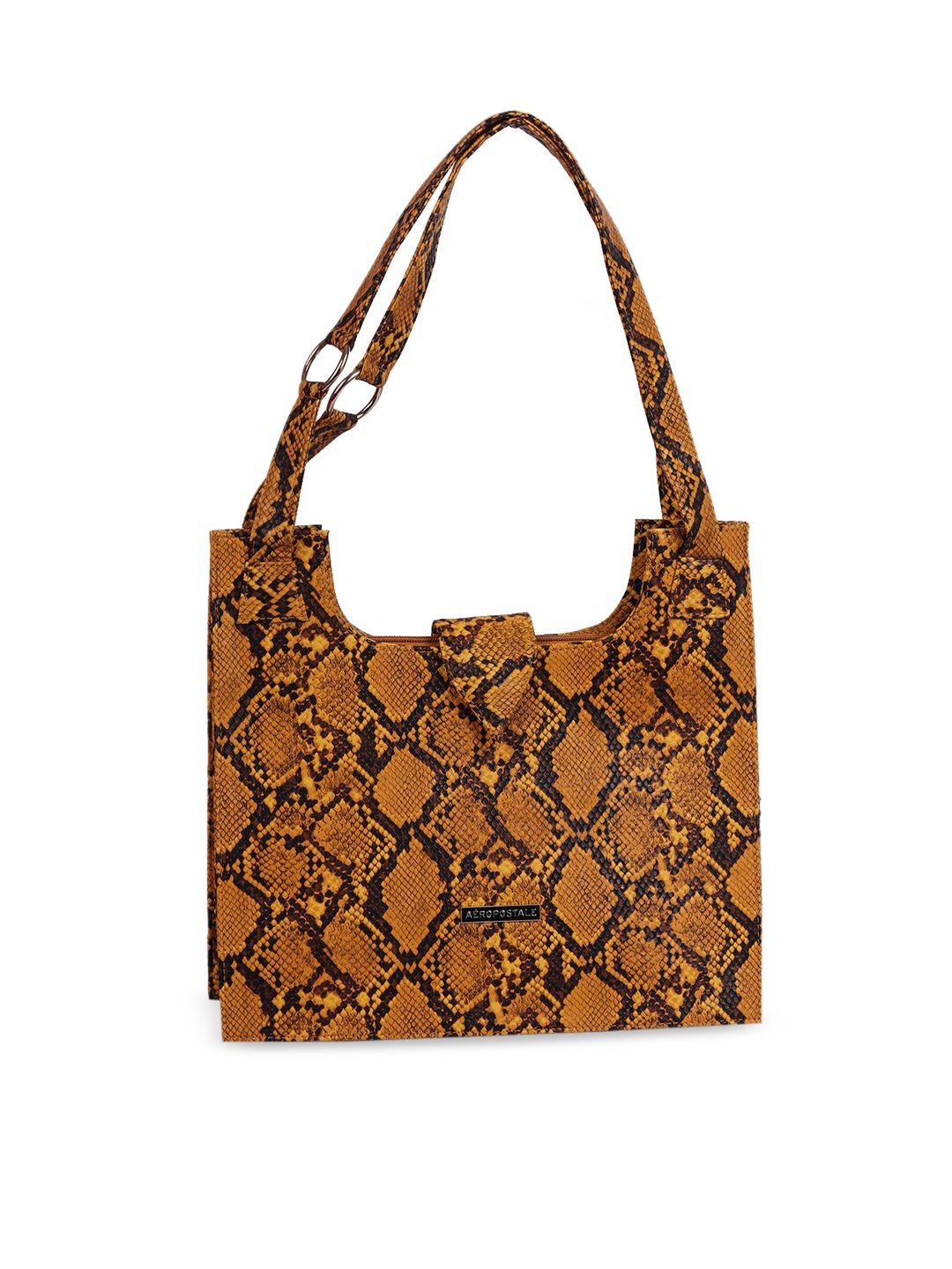 aeropostale yellow printed structured handheld bag