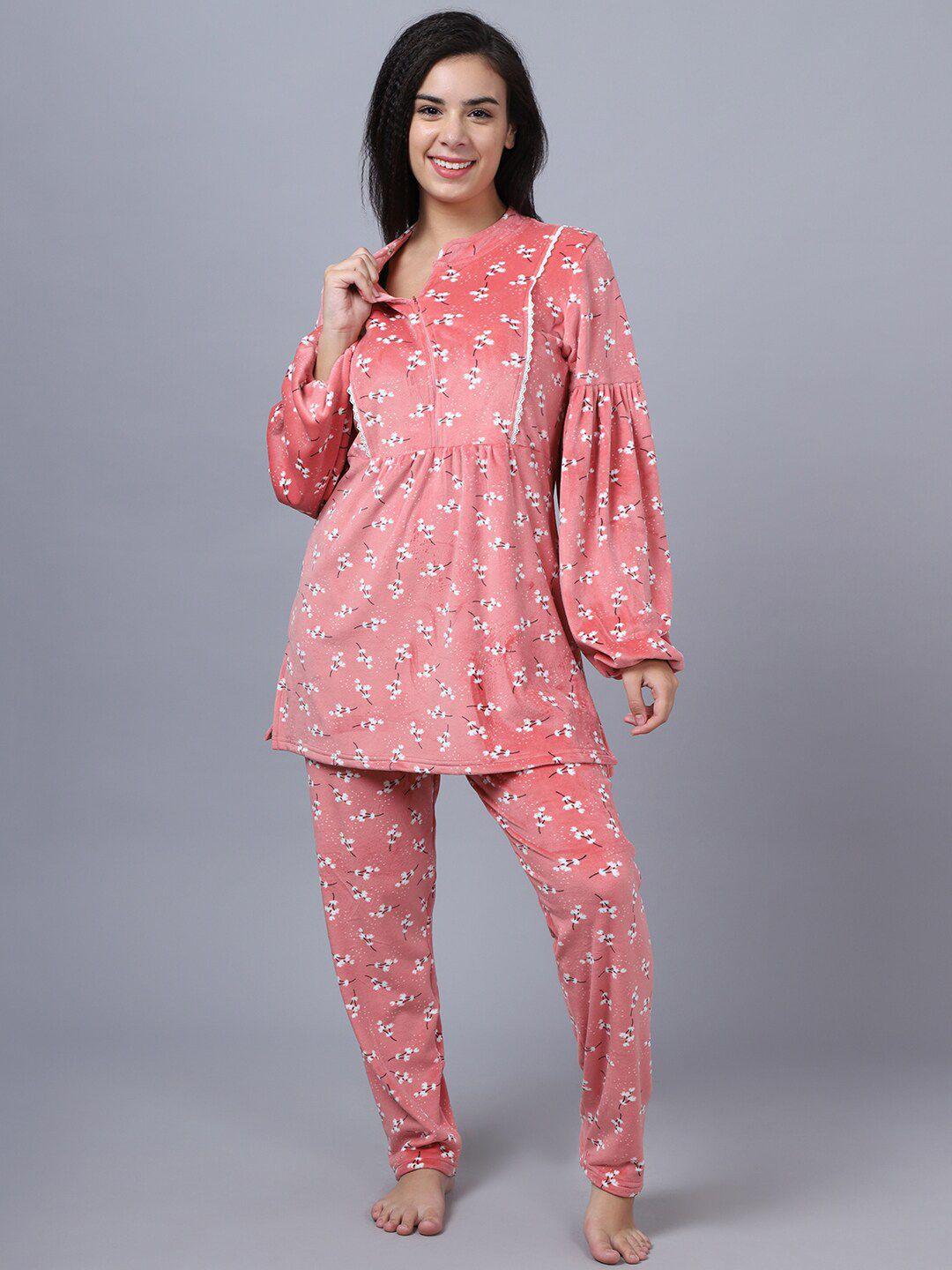 aerowarm floral printed kurti with pyjamas