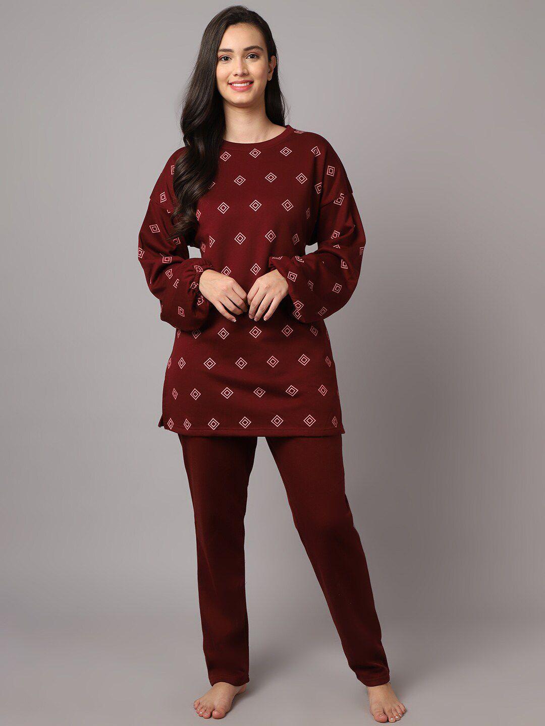 aerowarm geometric printed night suit