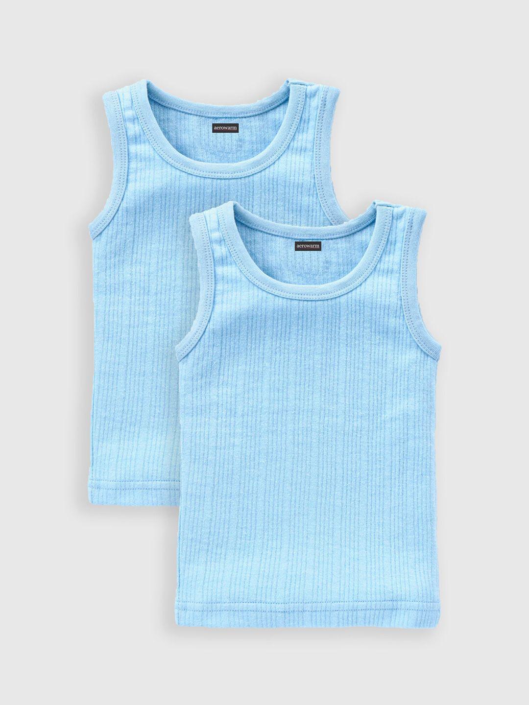 aerowarm infants pack of 2 blue self striped thermal tops