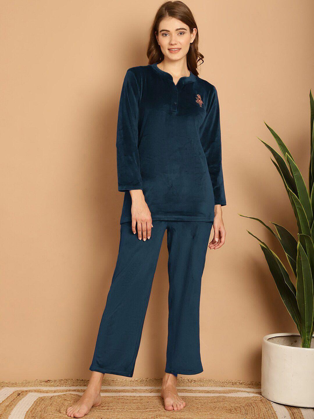 aerowarm mandarin collar long sleeves night suit