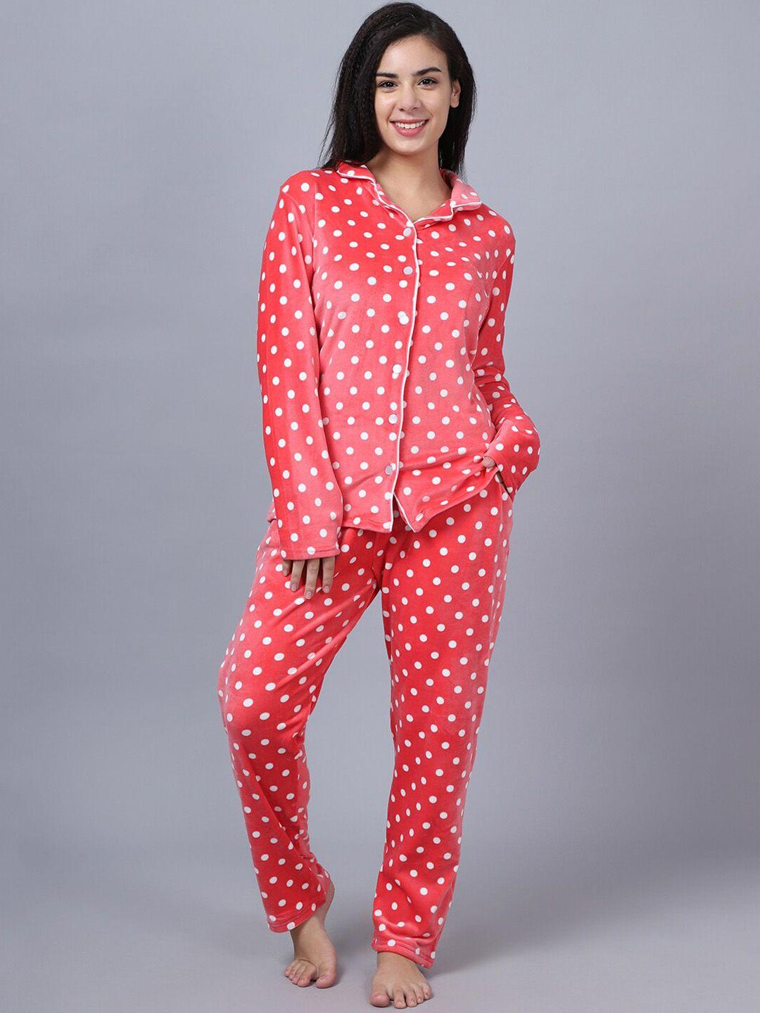 aerowarm polka dots printed shirt and pyjamas