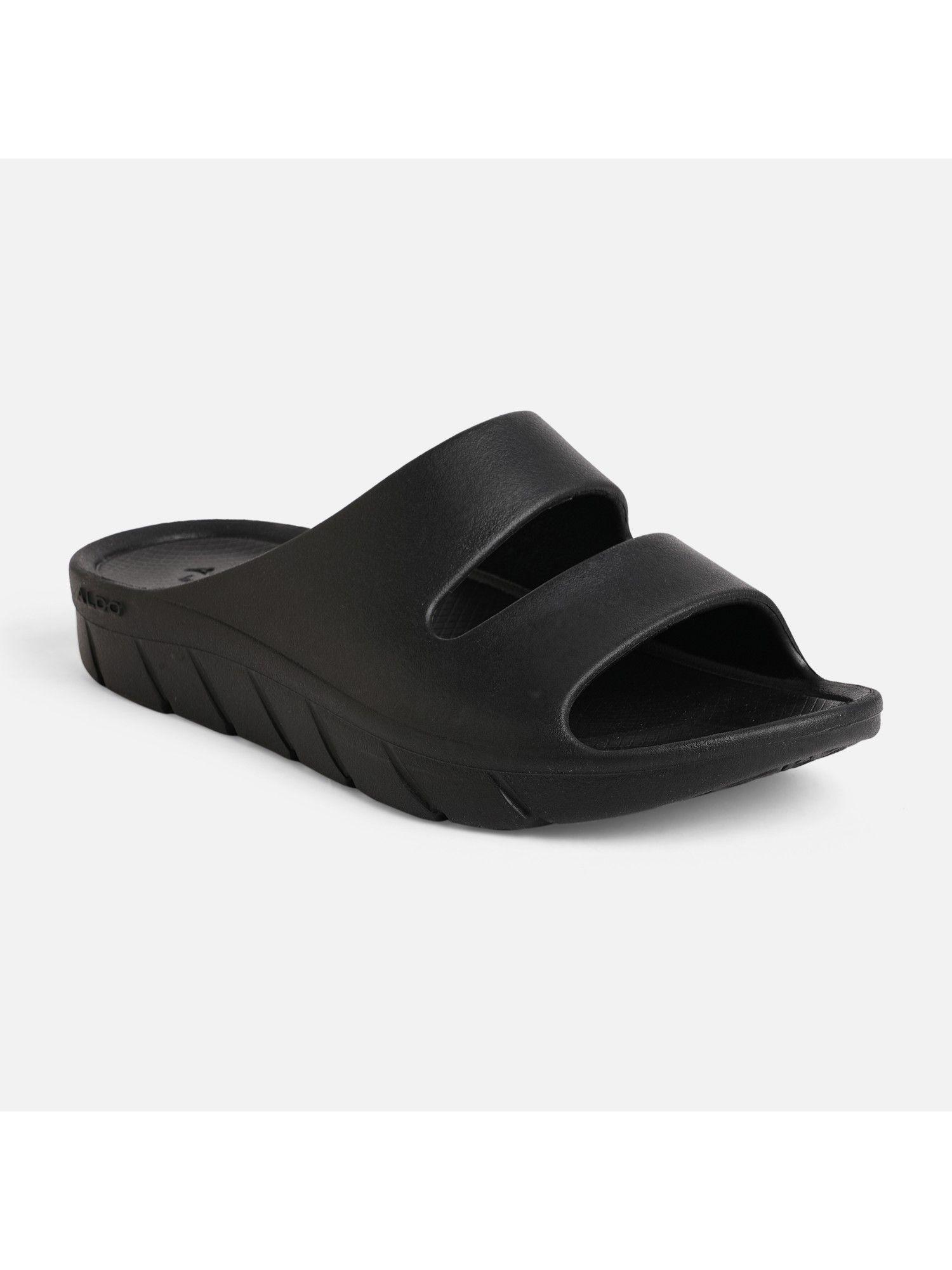 aerus synthetic black solid sandals