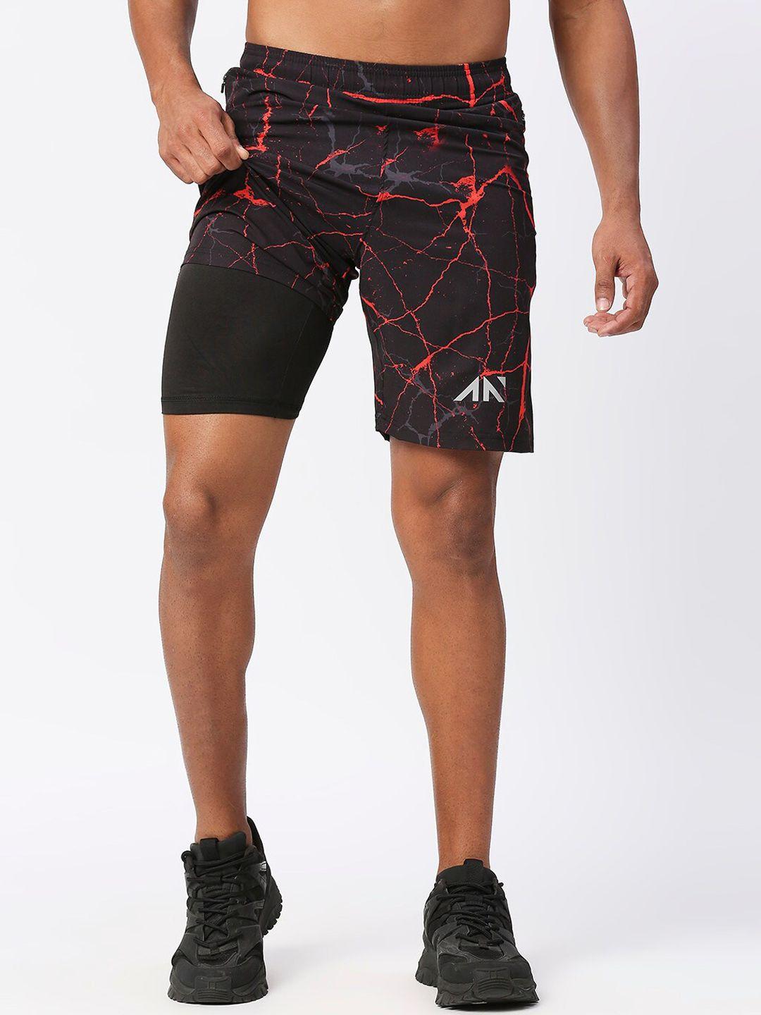 aesthetic nation men printed slim fit rapid-dry training or gym sports shorts