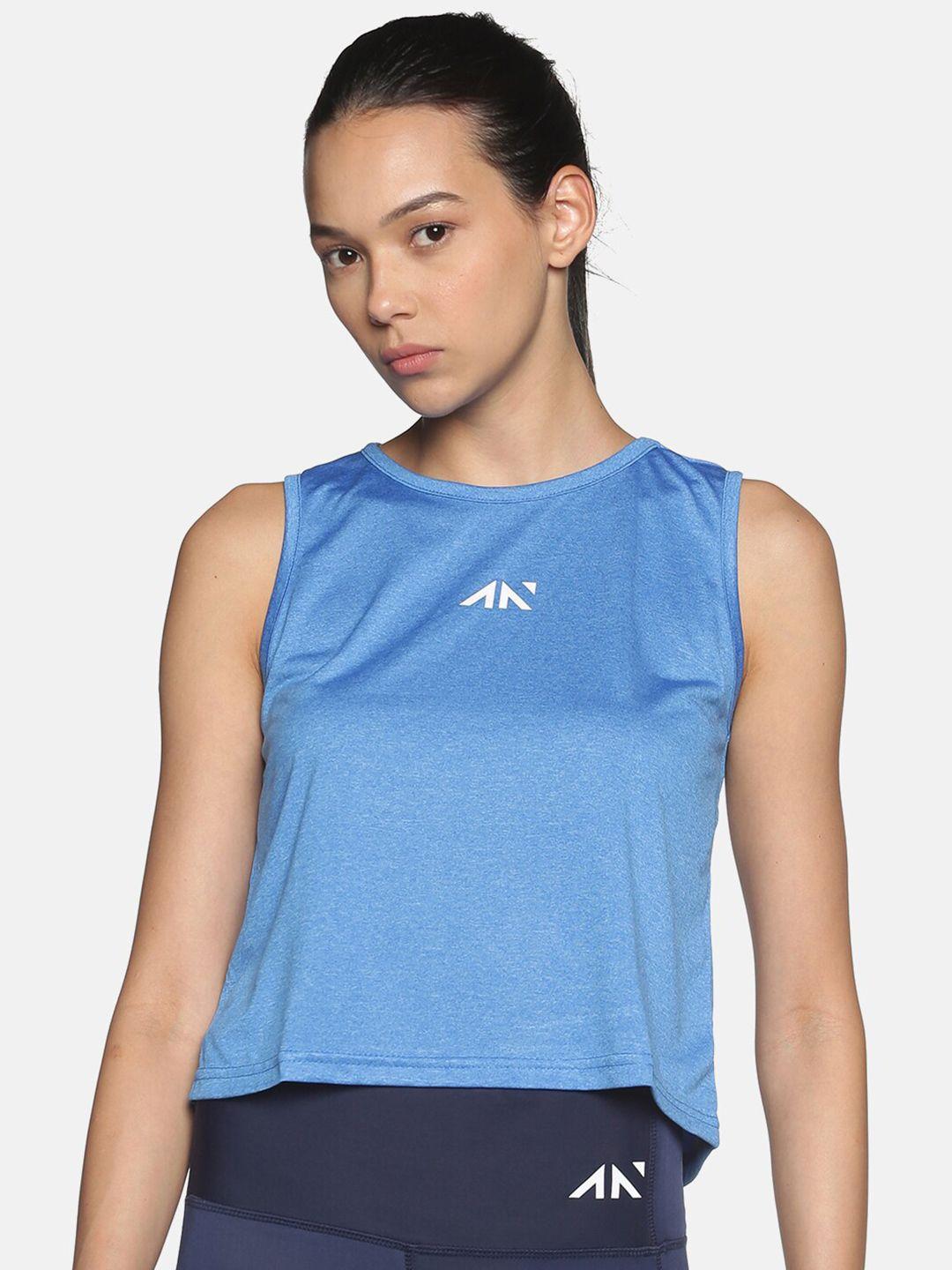 aesthetic nation women blue solid loose t-shirt