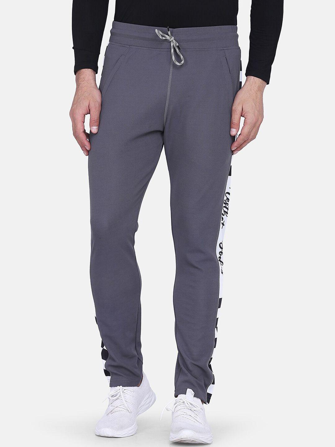 aesthetic bodies men grey solid slim-fit training or gym track pants