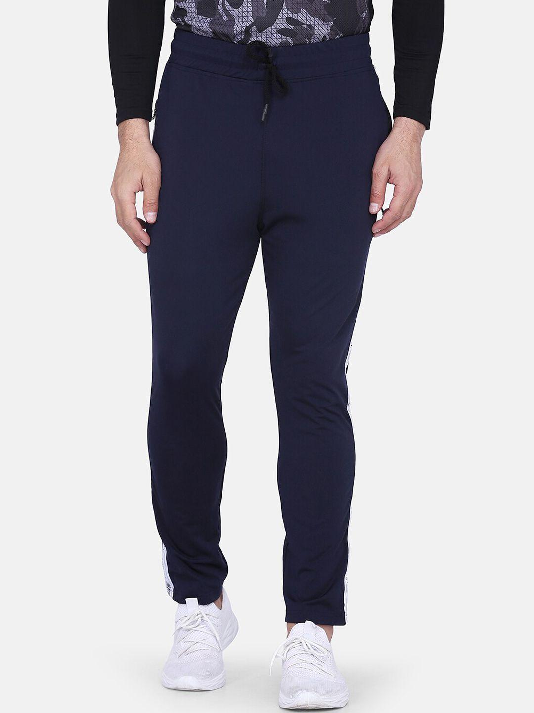 aesthetic bodies men navy blue solid slim-fit track pants
