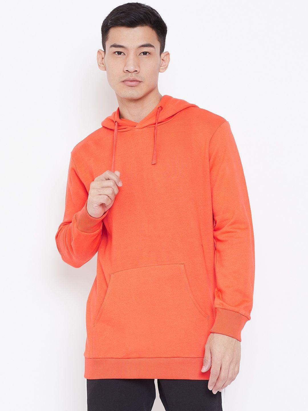 aesthetic bodies men orange solid hooded sweatshirt